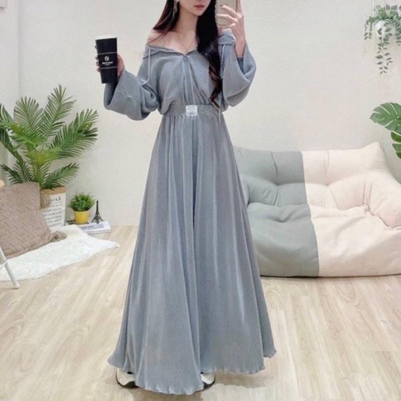 YAN女裝現貨！壓摺連帽外套長裙套裝 百搭 簡約 素面 韓國 休閒 套裝-細節圖4