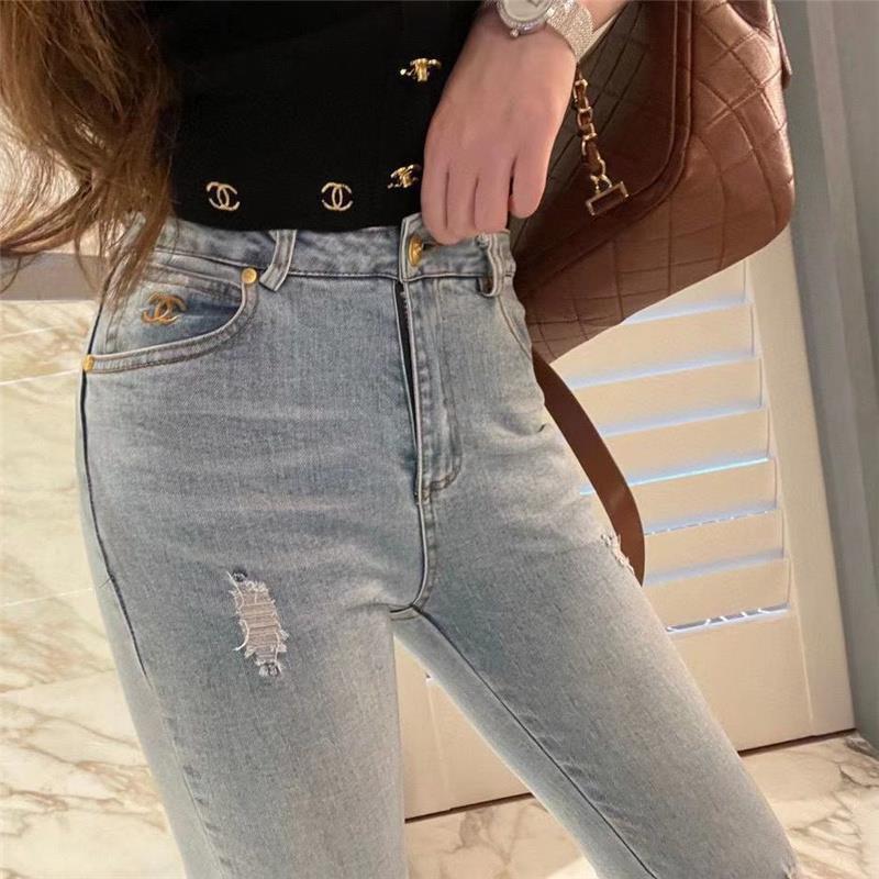 YAN台灣女裝現貨 香香牛仔窄管褲 百搭 素面 休閒 牛仔褲 丹寧 小腳褲 彩色方塊ootd aifei-細節圖2