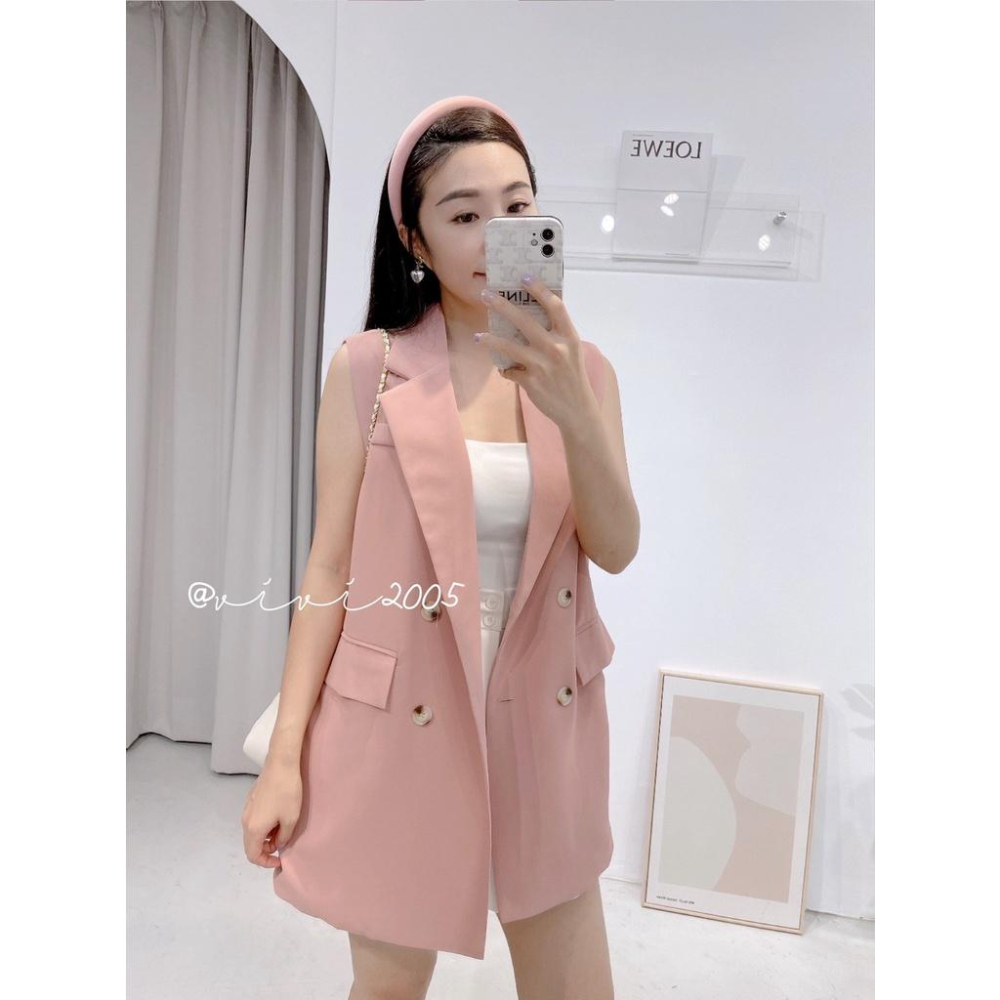 【台灣出貨】質感長版西裝背心（有內層）質感 重磅 韓劇女主角 腰帶 長版西裝大衣外套-細節圖2