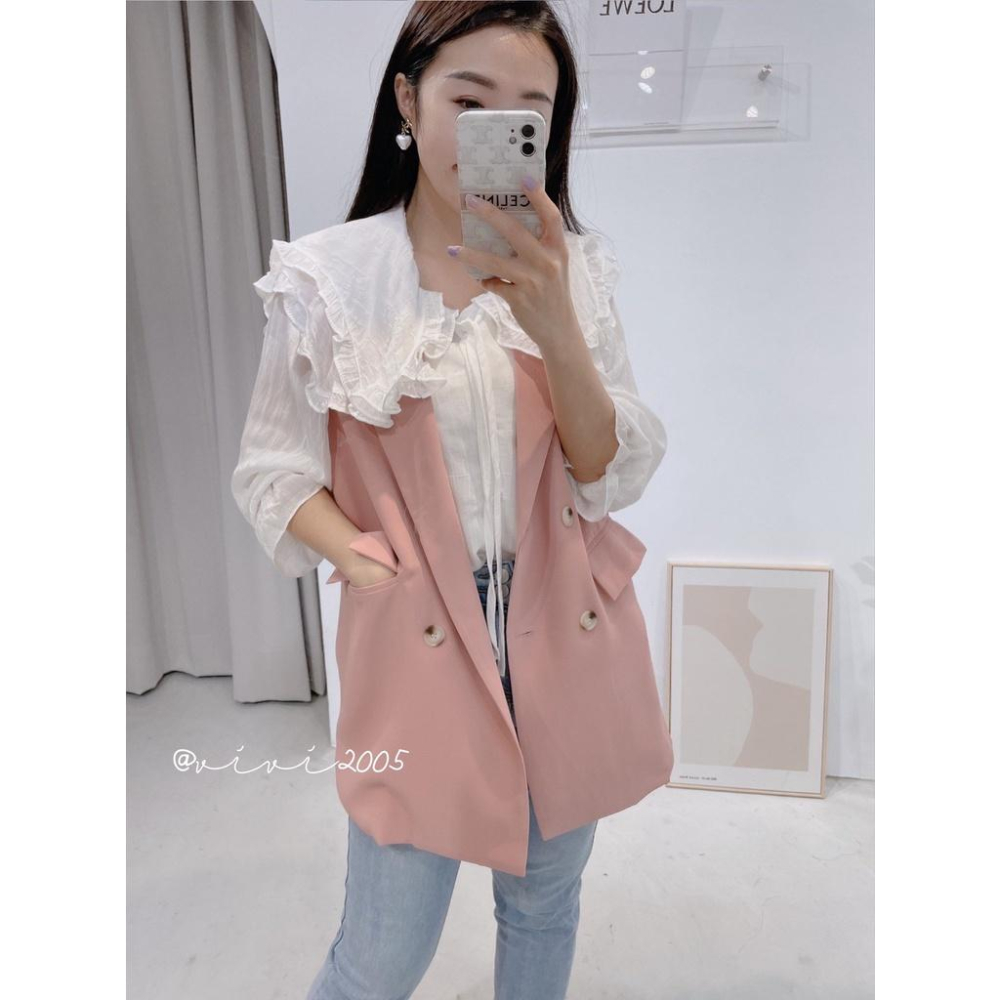 【台灣出貨】質感長版西裝背心（有內層）質感 重磅 韓劇女主角 腰帶 長版西裝大衣外套-細節圖4