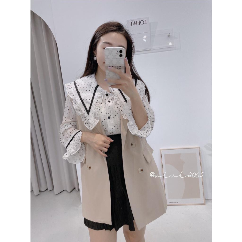 【台灣出貨】質感長版西裝背心（有內層）質感 重磅 韓劇女主角 腰帶 長版西裝大衣外套-細節圖5