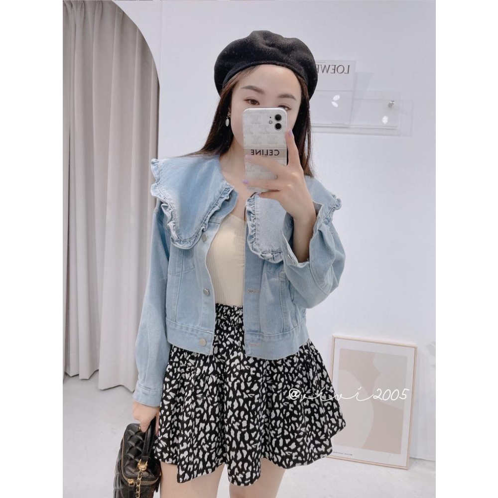 YAN女裝現貨實拍 傘裙褲裙 不走光 顯瘦 豹紋 荷葉群 A字裙 百搭 簡約 韓國 韓妞 ins ootd 彩色方塊-細節圖5