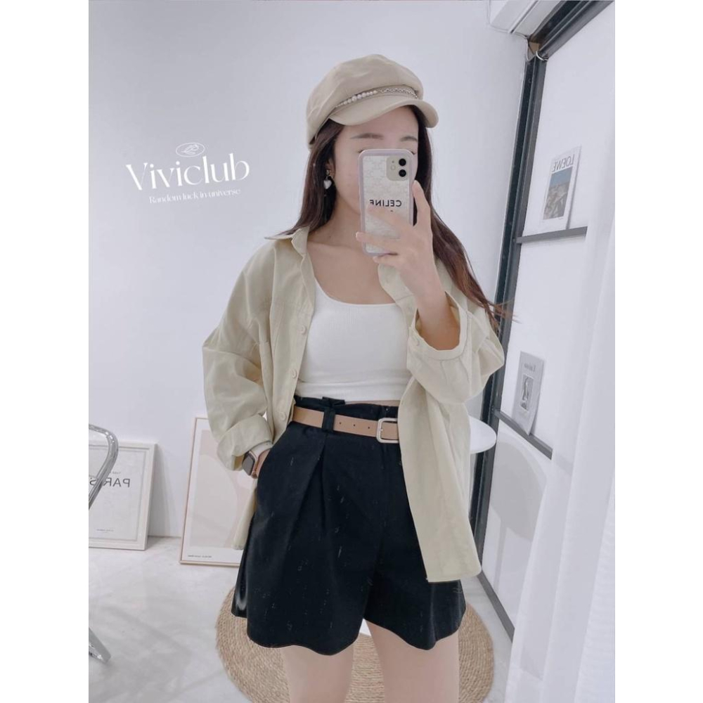 【台灣出貨】送皮帶♥鬆緊高腰皮帶短褲 高腰 顯瘦 百搭 素面 休閒 棉麻 短褲 彩色方塊 ins ootd-細節圖6