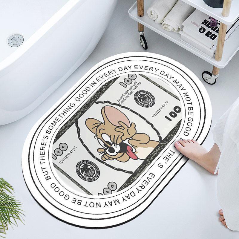🆈🅰🅽現貨實拍 衛浴門口防滑墊浴室腳墊輕奢矽藻泥軟吸水墊地墊速乾ins風卡通 傑利鼠 湯姆貓 卡通 腳踏墊 軟硅藻土-細節圖3