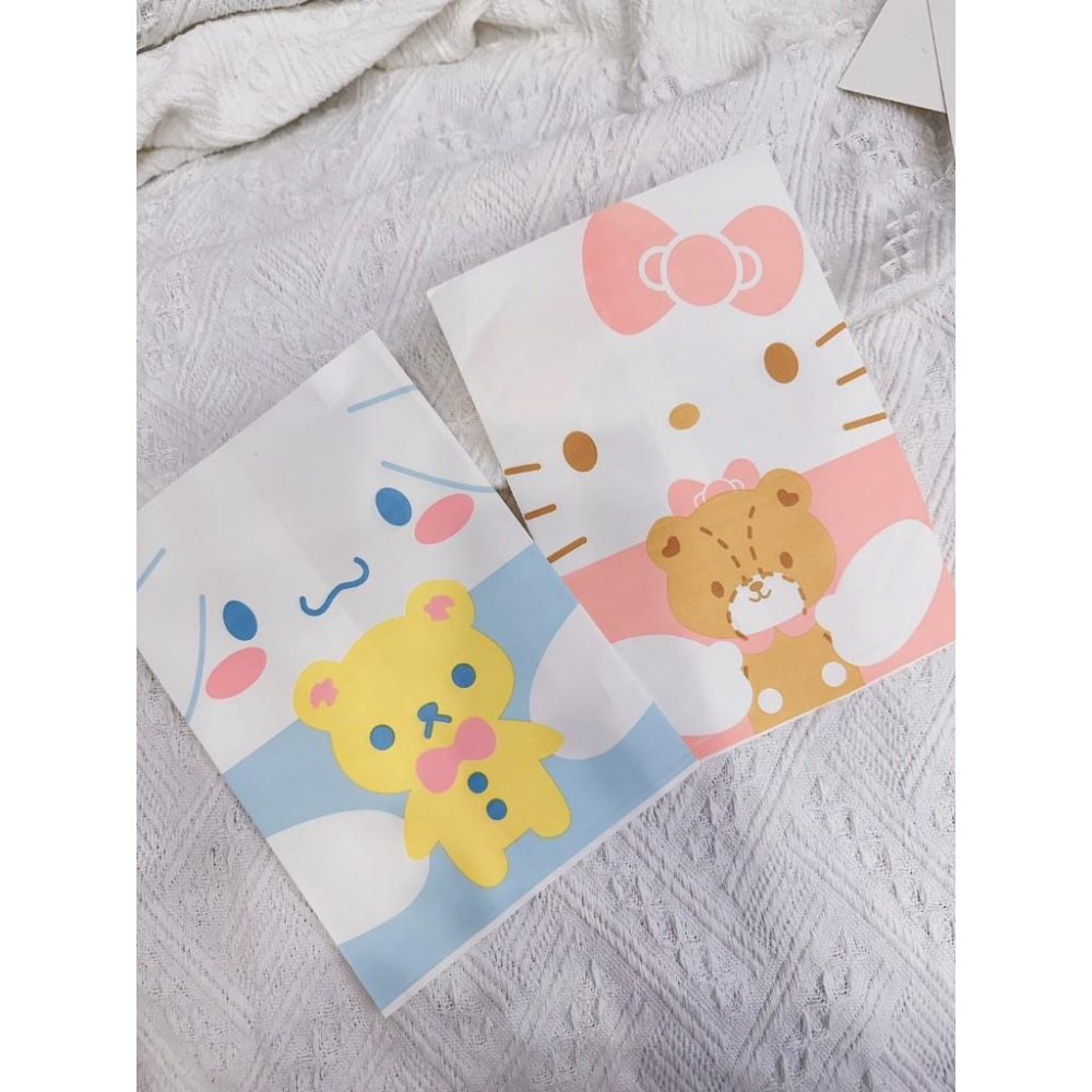 🆈🅰🅽現貨實拍 可愛卡通圖案禮物紙袋烘培小物收納袋少女心零食自封包裝袋軟萌  平口袋 紙袋 禮物袋 包裝 袋子 小物收納-細節圖2