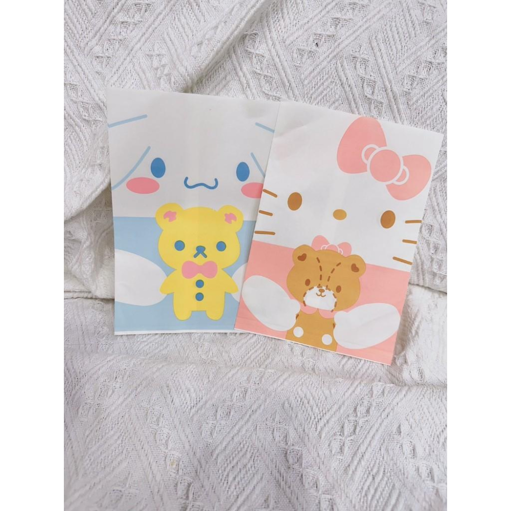 🆈🅰🅽現貨實拍 可愛卡通圖案禮物紙袋烘培小物收納袋少女心零食自封包裝袋軟萌  平口袋 紙袋 禮物袋 包裝 袋子 小物收納-細節圖3