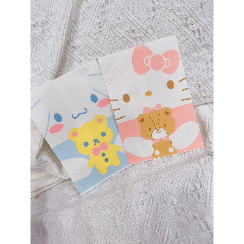🆈🅰🅽現貨實拍 可愛卡通圖案禮物紙袋烘培小物收納袋少女心零食自封包裝袋軟萌  平口袋 紙袋 禮物袋 包裝 袋子 小物收納-細節圖4