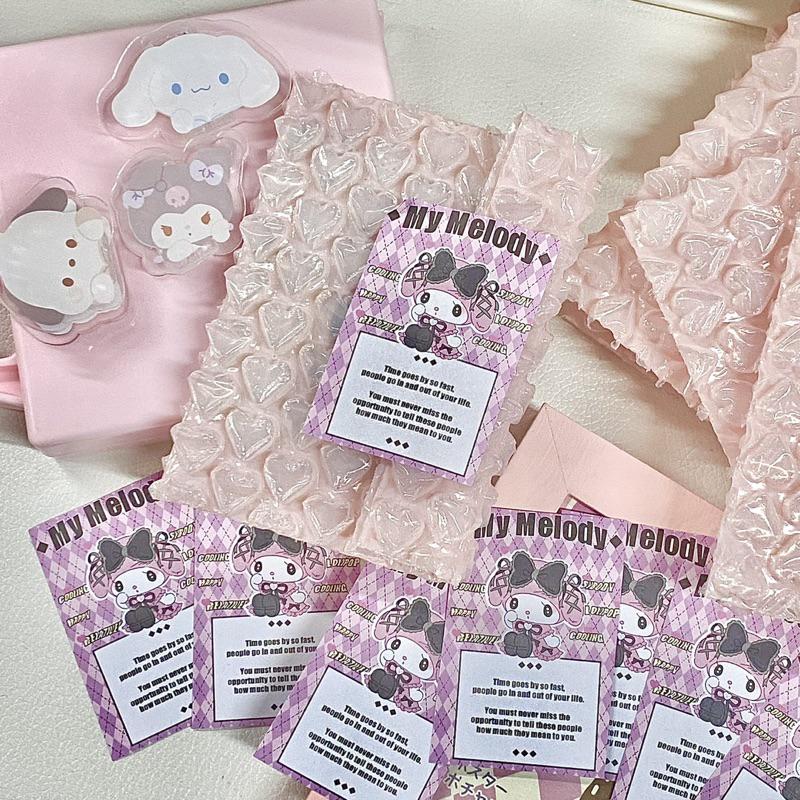 🆈🅰🅽現貨實拍 網拍必備 粉紅愛心氣泡袋 氣泡膜 氣泡信封 小卡卡套禮品包裝袋防震防水咕卡 泡泡袋 氣泡-細節圖2