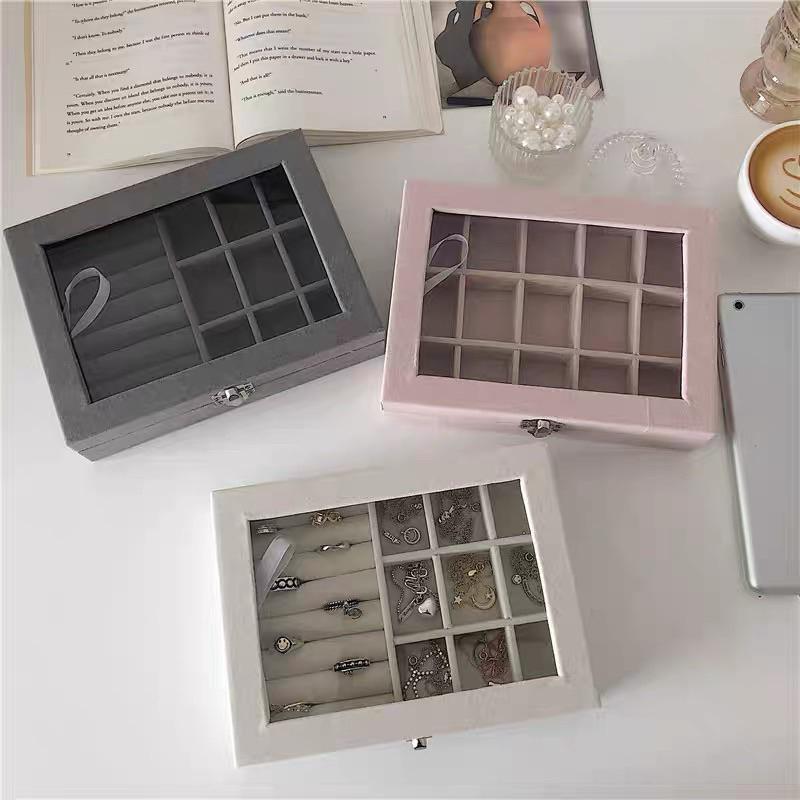 🆈🅰🅽現貨秒出  ins簡約奶油色首飾盒學生宿舍耳環手飾品收納盒子-細節圖4