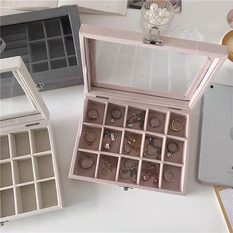 🆈🅰🅽現貨秒出  ins簡約奶油色首飾盒學生宿舍耳環手飾品收納盒子-細節圖5