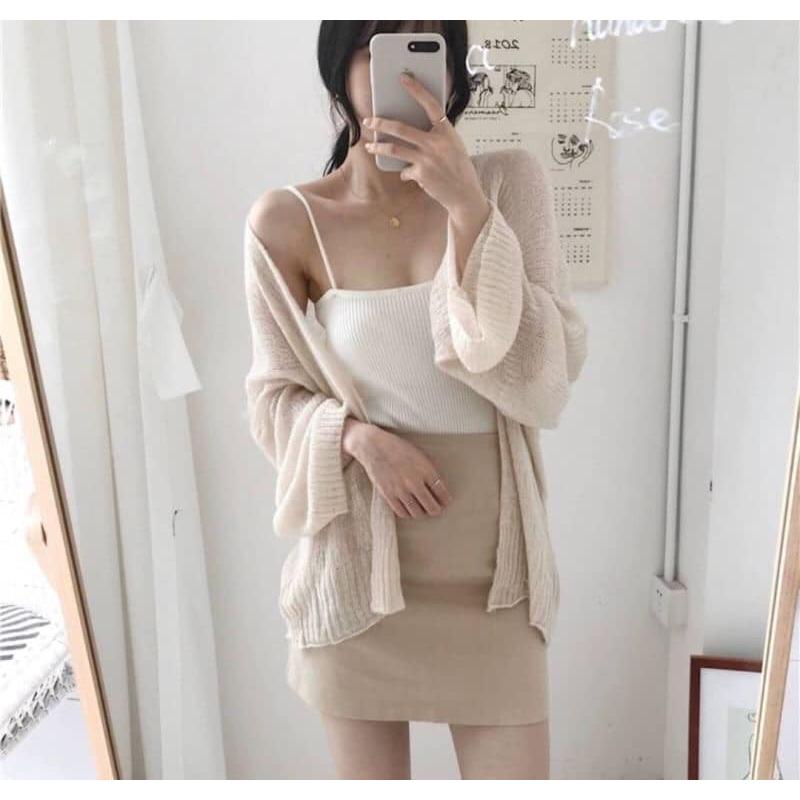 🆈🅰🅽現貨秒出 奶奶柔柔棉花糖 針織薄外套 百搭 素面 休閒 冷氣房 秋天 遮陽-細節圖2