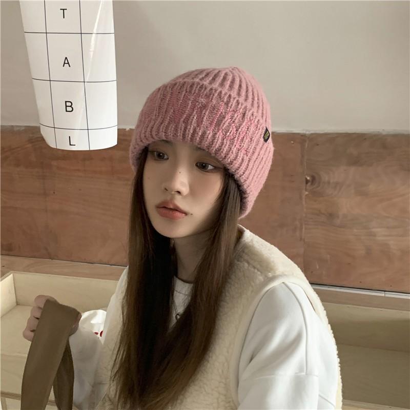 🆈🅰🅽現貨實拍  針織毛帽 針織帽女秋冬保暖包頭冷帽韓版百搭街頭潮牌毛帽凹造型顯臉小 秋冬-細節圖3