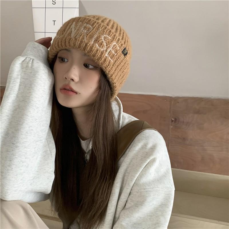 🆈🅰🅽現貨實拍  針織毛帽 針織帽女秋冬保暖包頭冷帽韓版百搭街頭潮牌毛帽凹造型顯臉小 秋冬-細節圖5