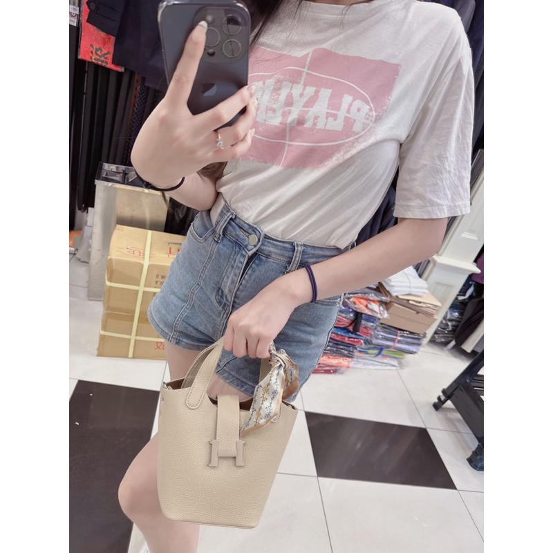 現貨 超美百搭絲帶菜籃包手提包子母包小包 小背包-細節圖2