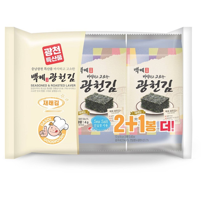韓國 百濟/廣川傳統烤海苔 (3包入)-細節圖4