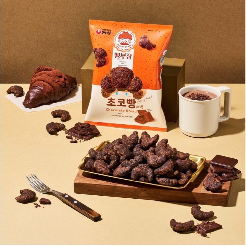 【王女婿】農心 麵包部長 鹽味奶油 l 巧克力風味 牛角麵包造型餅乾 55g-細節圖2