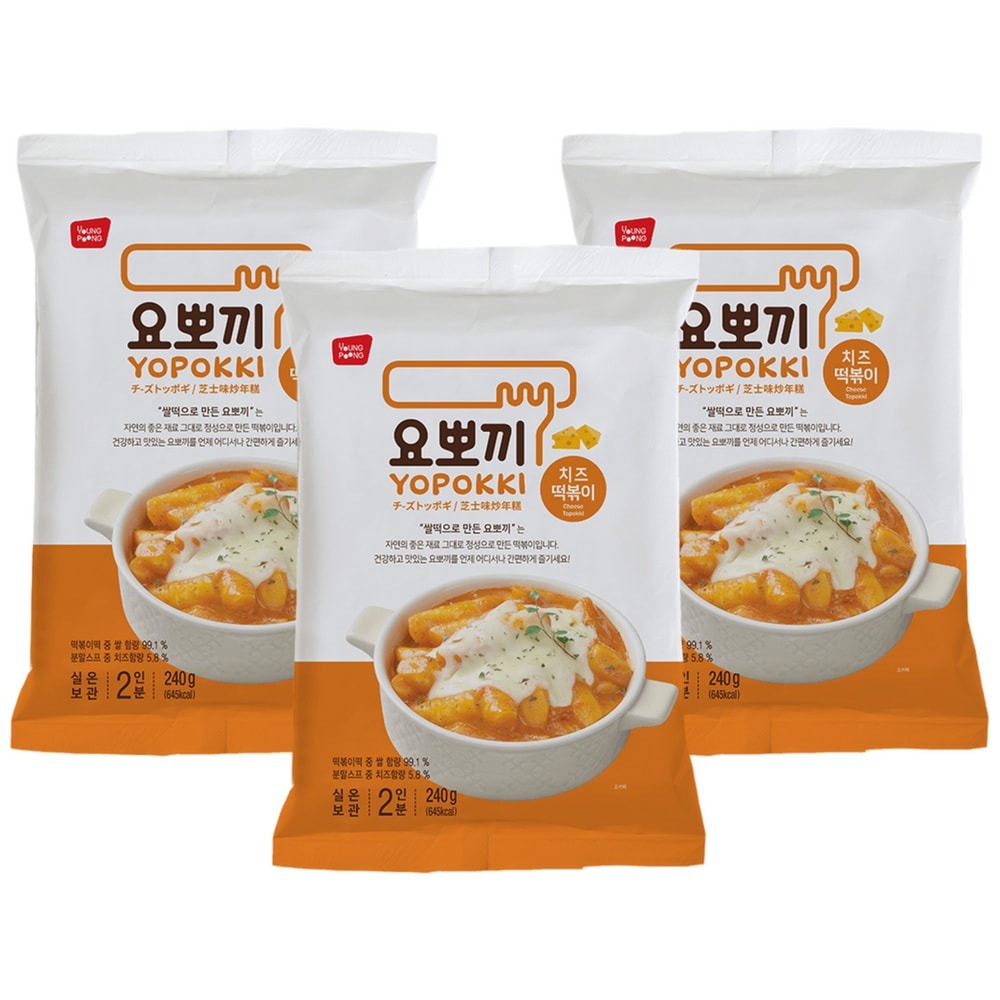 韓國 Yopokki 辣炒年糕 起司辣炒年糕 l 甜辣味辣炒年糕 (3袋組)-規格圖1