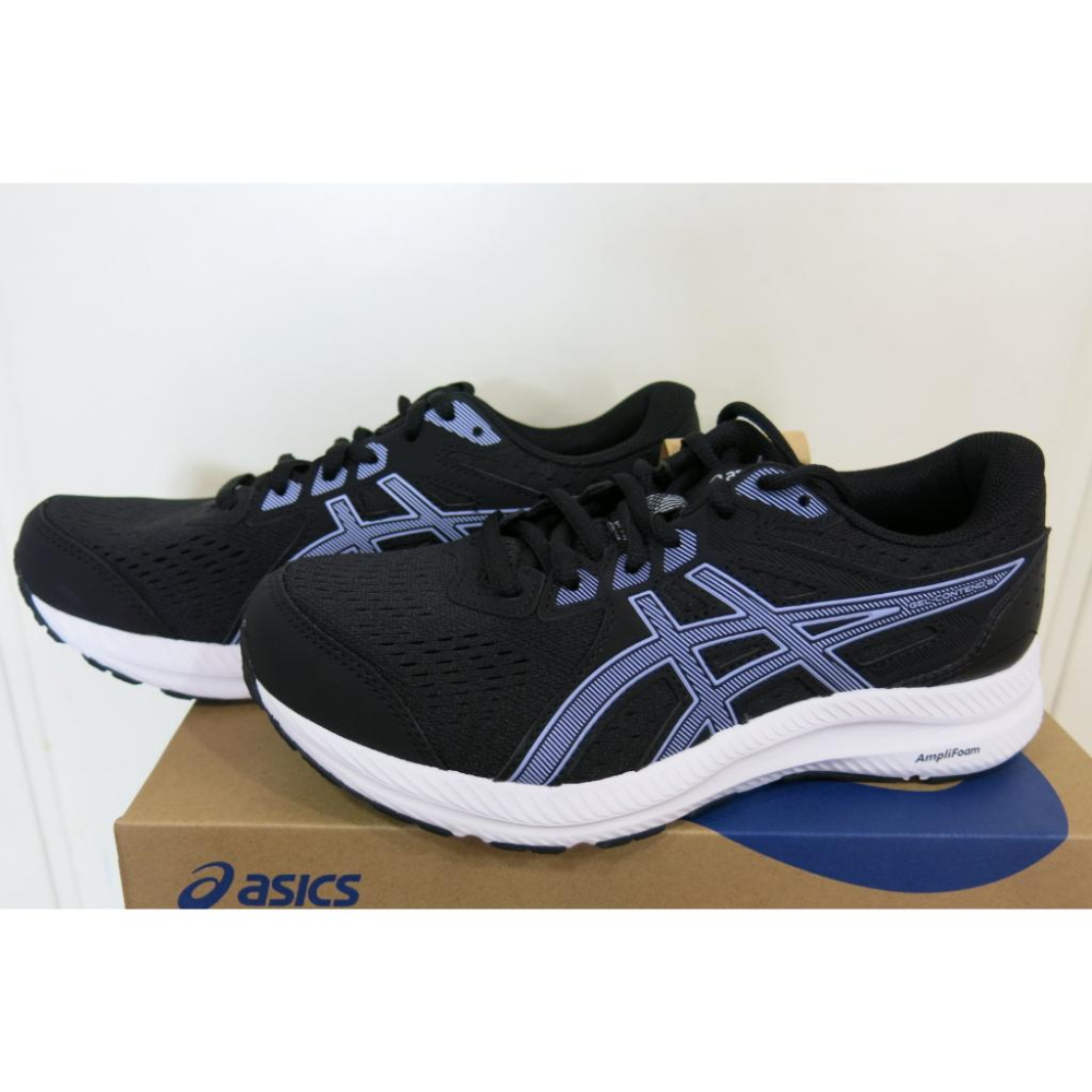 寬楦.超人氣運動.ASICS 亞瑟士 GEL-CONTEND 8 黑紫慢跑鞋.1012B561-401-細節圖2