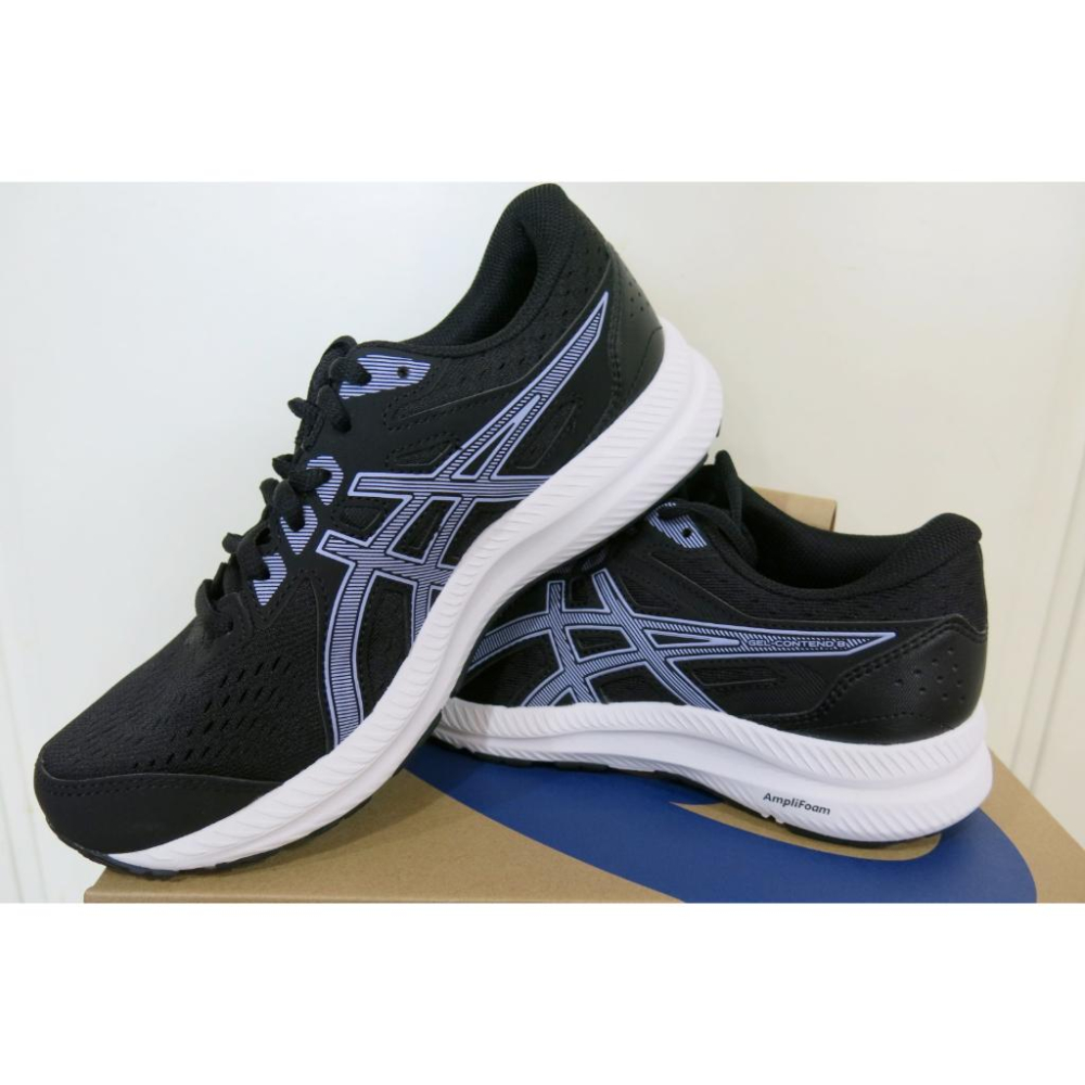 寬楦.超人氣運動.ASICS 亞瑟士 GEL-CONTEND 8 黑紫慢跑鞋.1012B561-401-細節圖3
