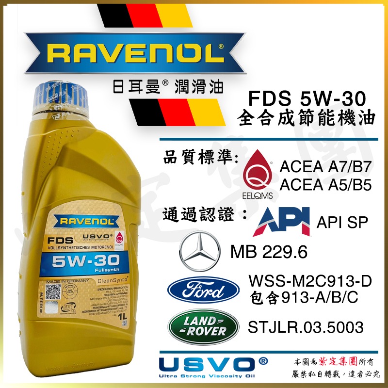 Ravenol 日耳曼 FDS 5w30【中高階】來源明確【公司貨】A7 B7 913C 229.6-規格圖2