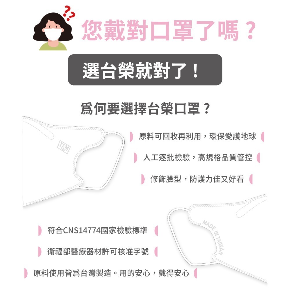 台榮 醫用立體口罩 兒童款 30入/盒-細節圖3