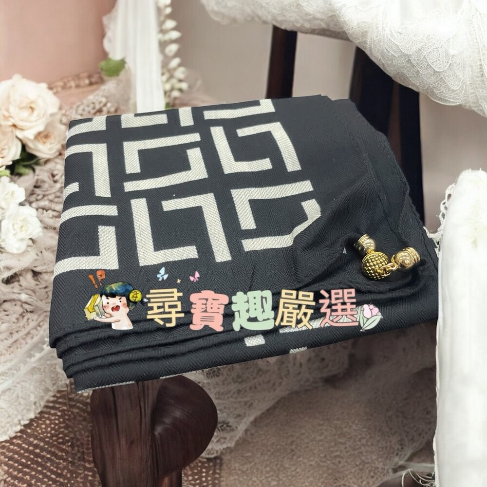 黑格圖/彩色花朵/藍圖騰/塗鴉風 絲巾/掛巾/造型圍巾 多用途 磁吸扣-規格圖4