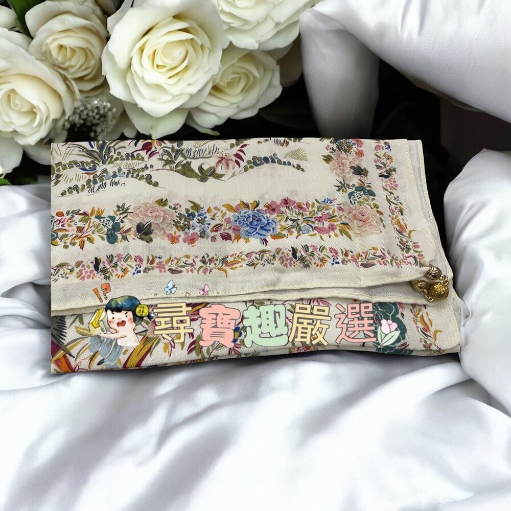 黑格圖/彩色花朵/藍圖騰/塗鴉風 絲巾/掛巾/造型圍巾 多用途 磁吸扣-規格圖4