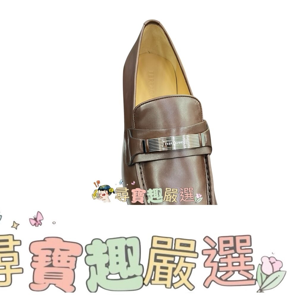FERRAGAMO 男生高檔皮鞋 咖啡色 義大利全新 平行輸入正品-細節圖2