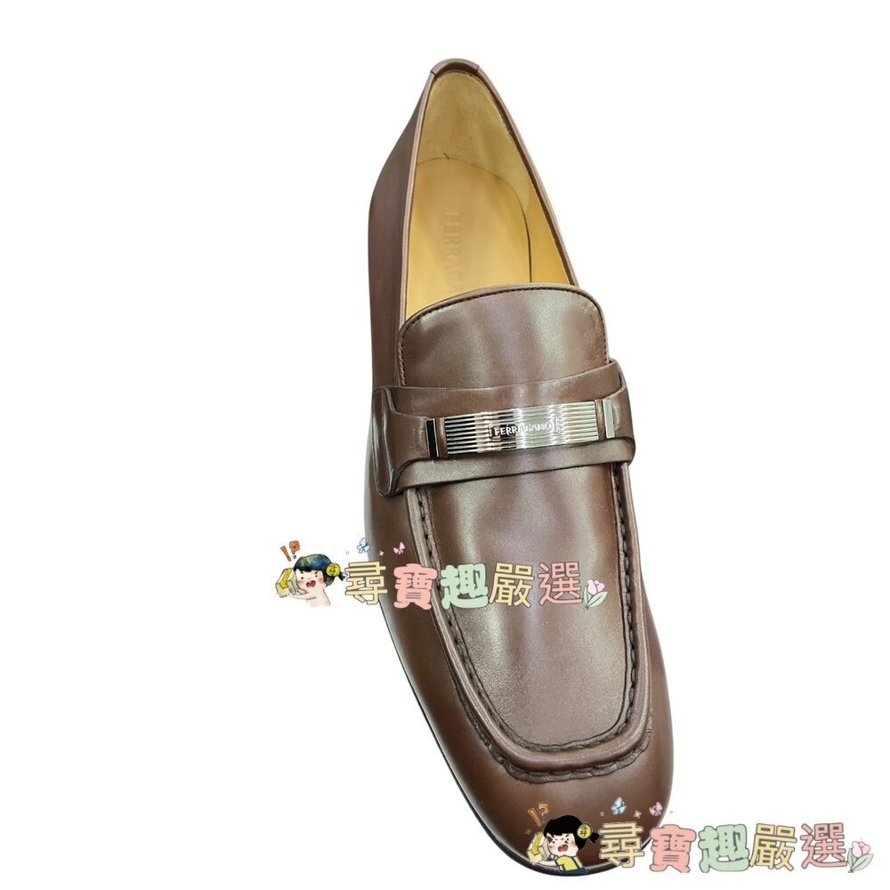 FERRAGAMO 男生高檔皮鞋 咖啡色 義大利全新 平行輸入正品現貨-細節圖2