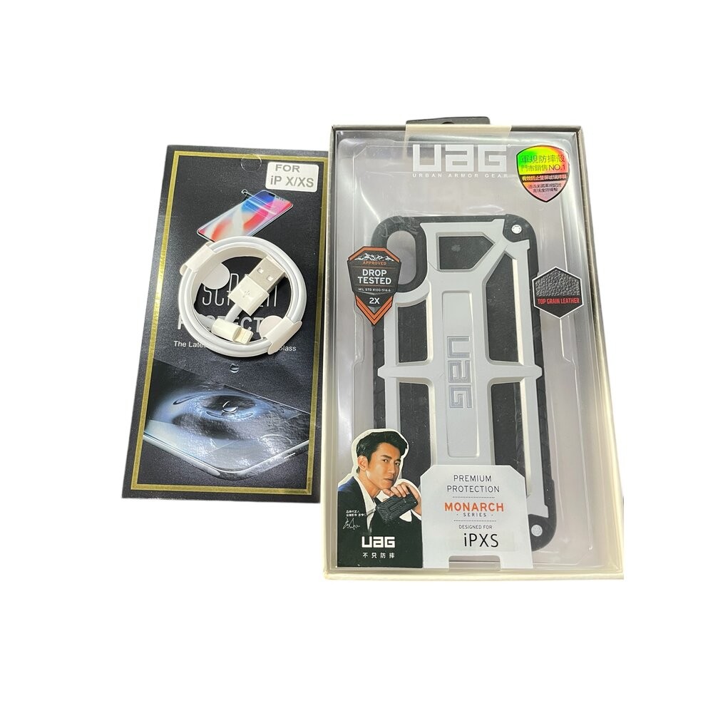 UAG 軍規防摔殼+充電線+保護貼 蘋果XS5.4/蘋果XSMAX 墨綠/蘋果XSMAX 黑銀-規格圖5