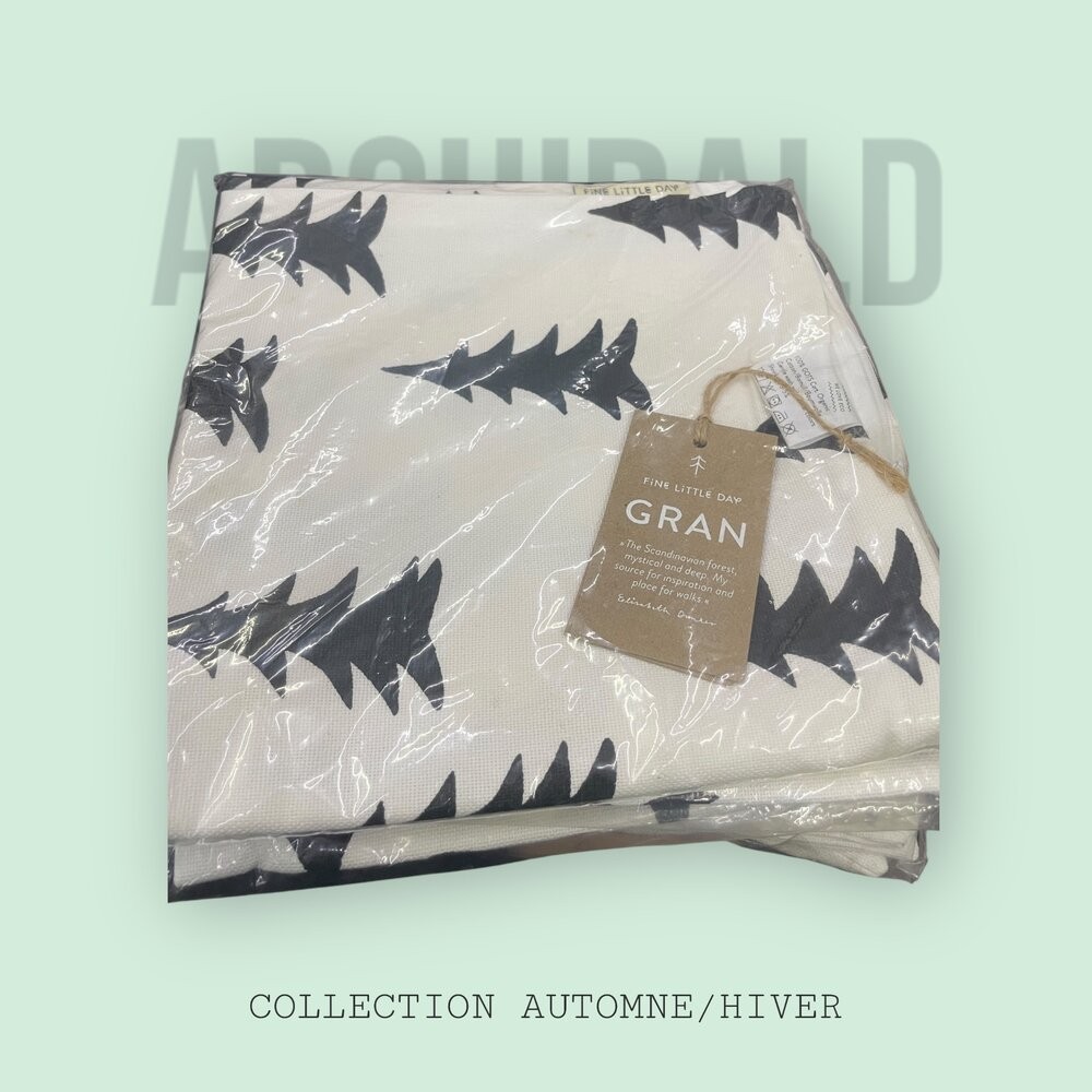 瑞典品牌 FINE LITTLE DAY GRAN 系列抱枕套（松樹/杉樹圖騰）米白底黑樹/橘底白樹/卡其底白樹/綠底白-規格圖6