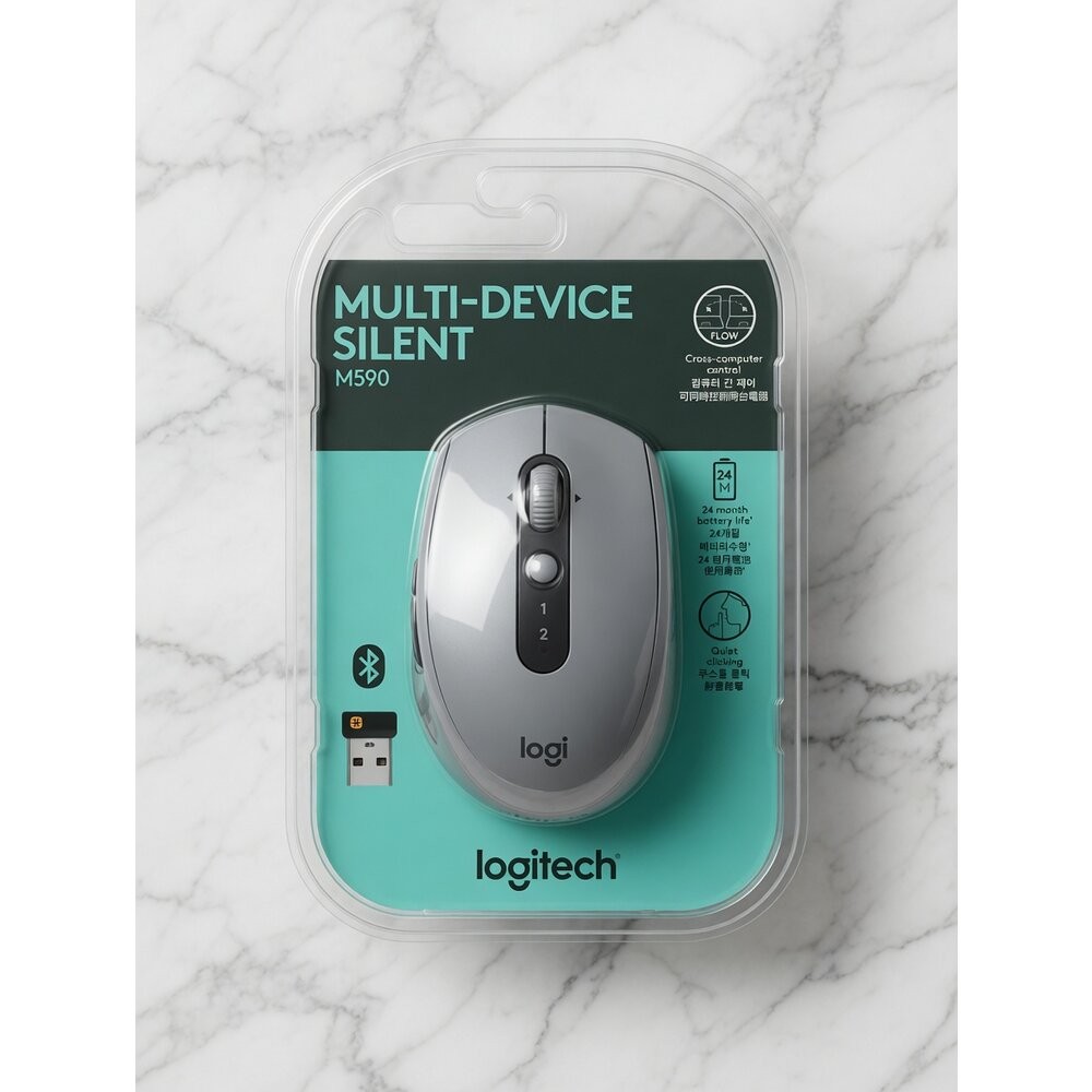 羅技 滑鼠 ERGO M575(黑) / MULTI-DEVICE SILENT M590 (黑/灰) 盒損現貨-規格圖4