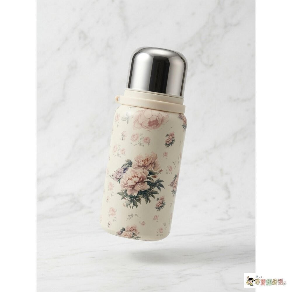 【盒損】【簡約質感】600ml/400ml 不鏽鋼真空保溫瓶 隨身水杯 花卉設計2-3現貨-細節圖4