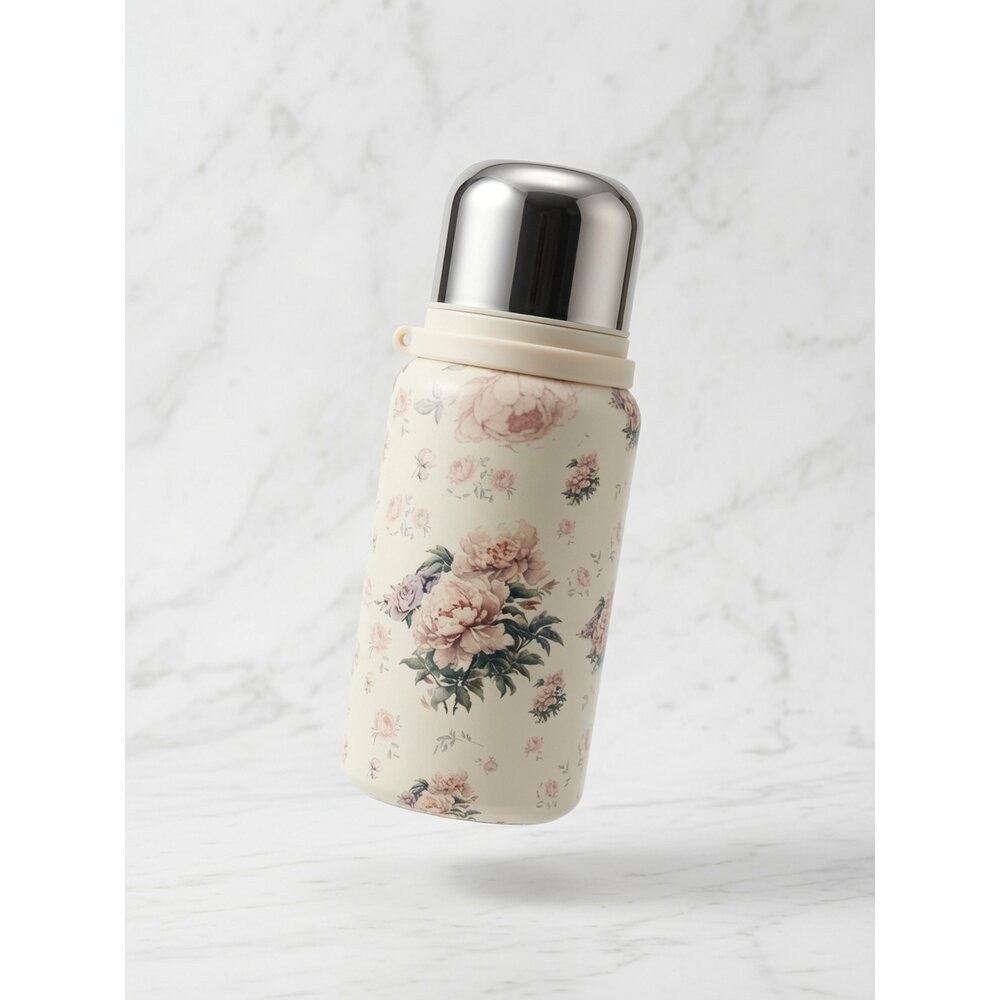 【盒損】【簡約質感】600ml/400ml 不鏽鋼真空保溫瓶 隨身水杯 花卉設計2-3現貨-規格圖5