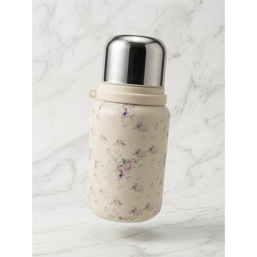 【盒損】【簡約質感】600ml/400ml 不鏽鋼真空保溫瓶 隨身水杯 花卉設計2-3現貨-規格圖5