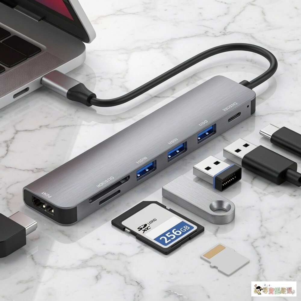 現貨 Home Planet 7口 USB3.0 USB-C 集線器, 灰色, 10-6現貨-細節圖3