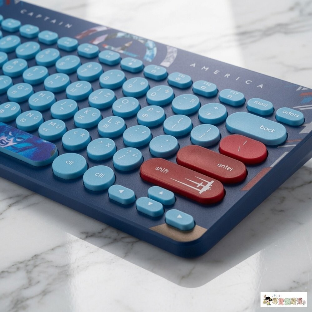 現貨 輕型 InfoThink漫威正版授權美國隊長系列復古打字機無線鍵盤 5-5現貨-細節圖2