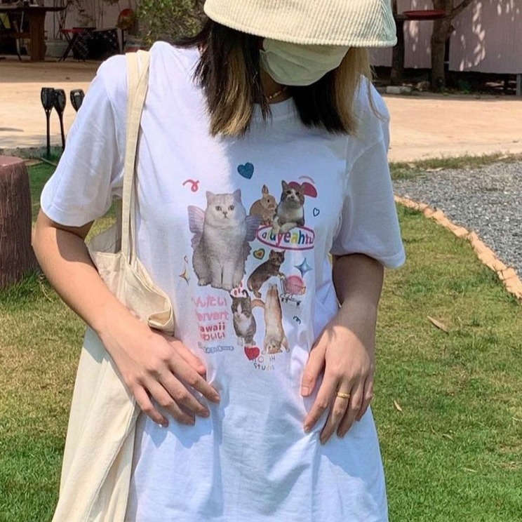 [OLDYEAHTU] 服飾 短袖 泰國品牌 貓咪 貓 女生上衣 泰國代購 衣服 泰國 偷偷摸摸 🐢-細節圖2