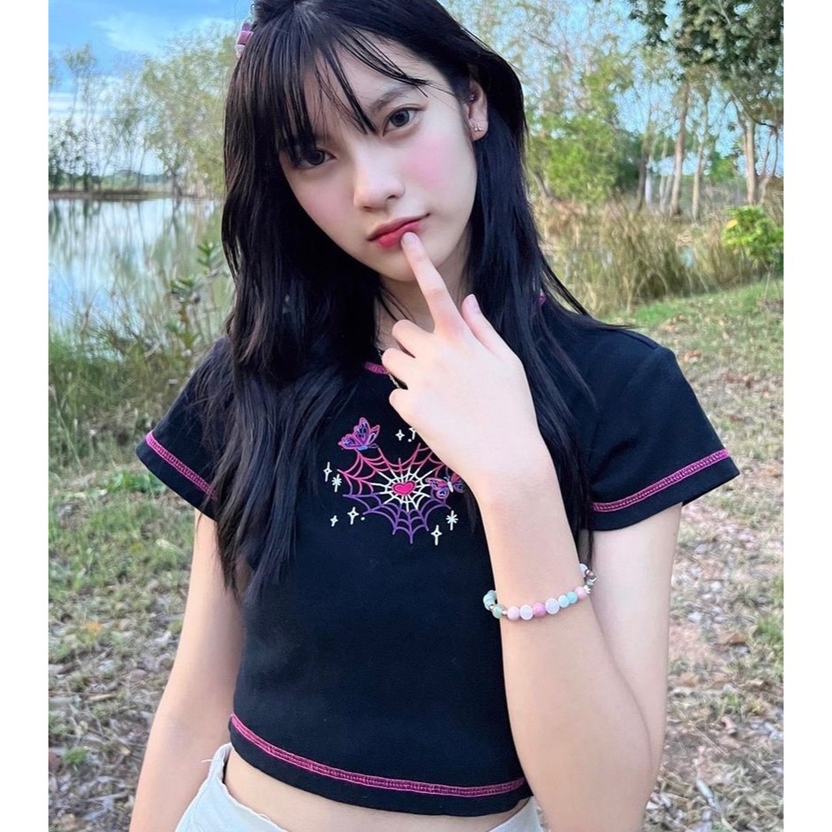 [OLDSCHOOL] 短袖 衣服 服飾 女生上衣 短袖衣服 短版上衣 蜘蛛網 SPIDER  🕸️-細節圖6