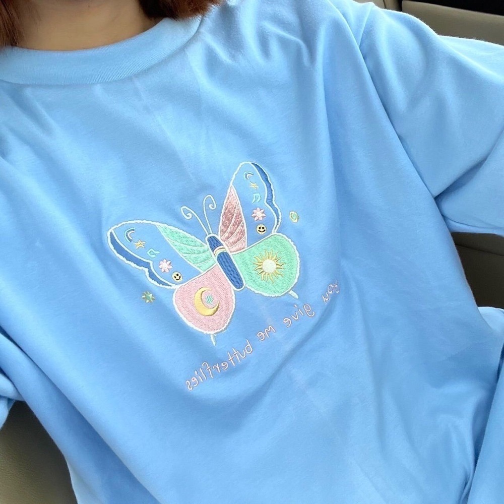 [DAUGHTERSTUFFS] 服飾 短袖 泰國品牌 女生上衣 刺繡 蝴蝶 泰國代購 衣服 泰國 偷偷摸摸 🐢-細節圖2