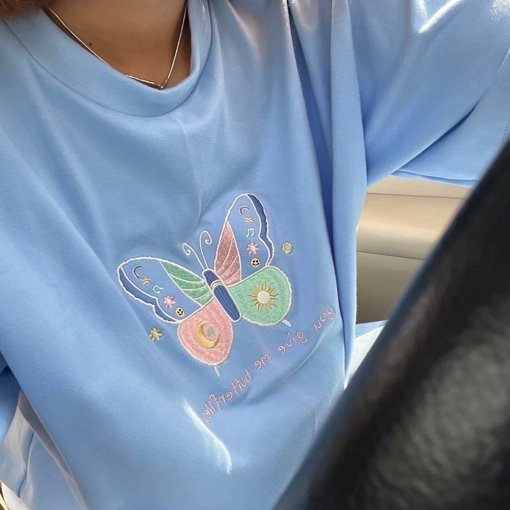 [DAUGHTERSTUFFS] 服飾 短袖 泰國品牌 女生上衣 刺繡 蝴蝶 泰國代購 衣服 泰國 偷偷摸摸 🐢-細節圖4