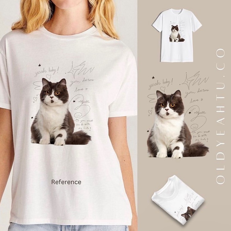 [OLDYEAHTU] 短袖 貓咪 T恤 泰國品牌 泰國代購 衣服 女生上衣 貓 偷偷摸摸🐢-細節圖2