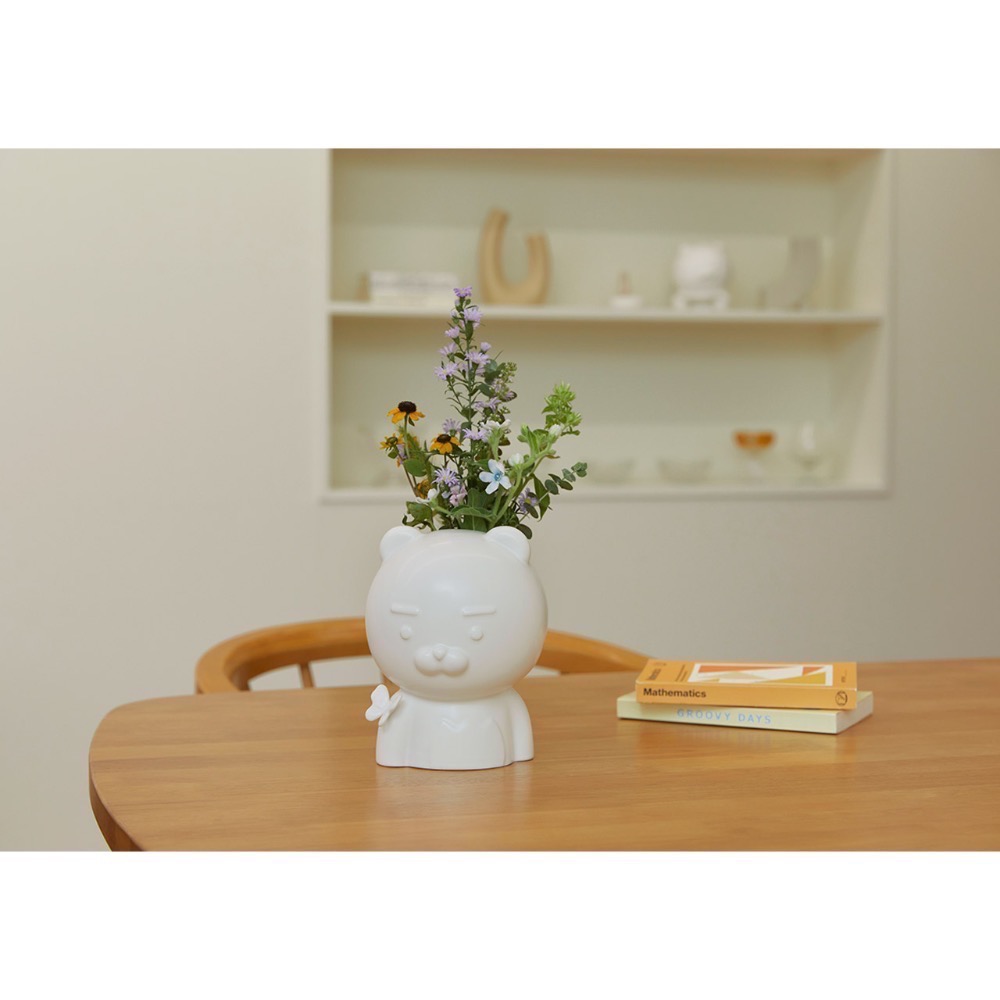 [KAKAO FRIENDS] 萊恩 春植 盆栽 擺設 入厝禮 白色 陶瓷 陶瓷盆栽 韓國🇰🇷-細節圖2