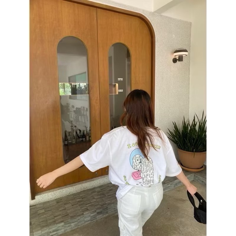偷偷摸摸🐢 短袖 女生上衣 泰國代購 心碎小狗 dog 狗狗 T恤 拖把狗  泰國品牌 泰國 🇹🇭-細節圖3