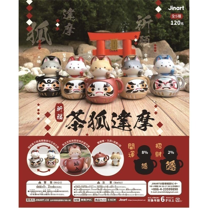 【模販珍藏館】*現貨* JINART 祈福茶狐達摩 狐狸公仔 全5款 隱藏版2款 扭蛋 轉蛋-細節圖5