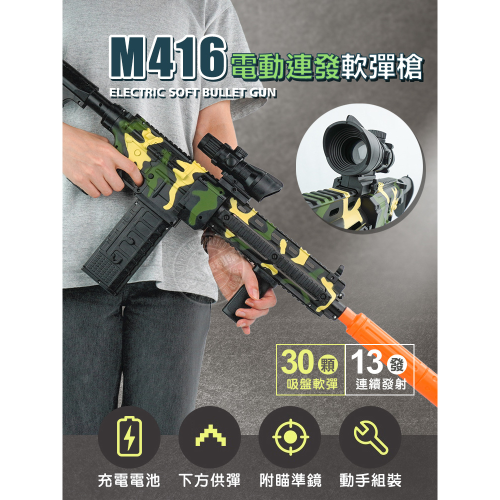 M416電動連發軟彈槍(附30發安全軟彈/附充電電池)(JW01)【888便利購】-細節圖2