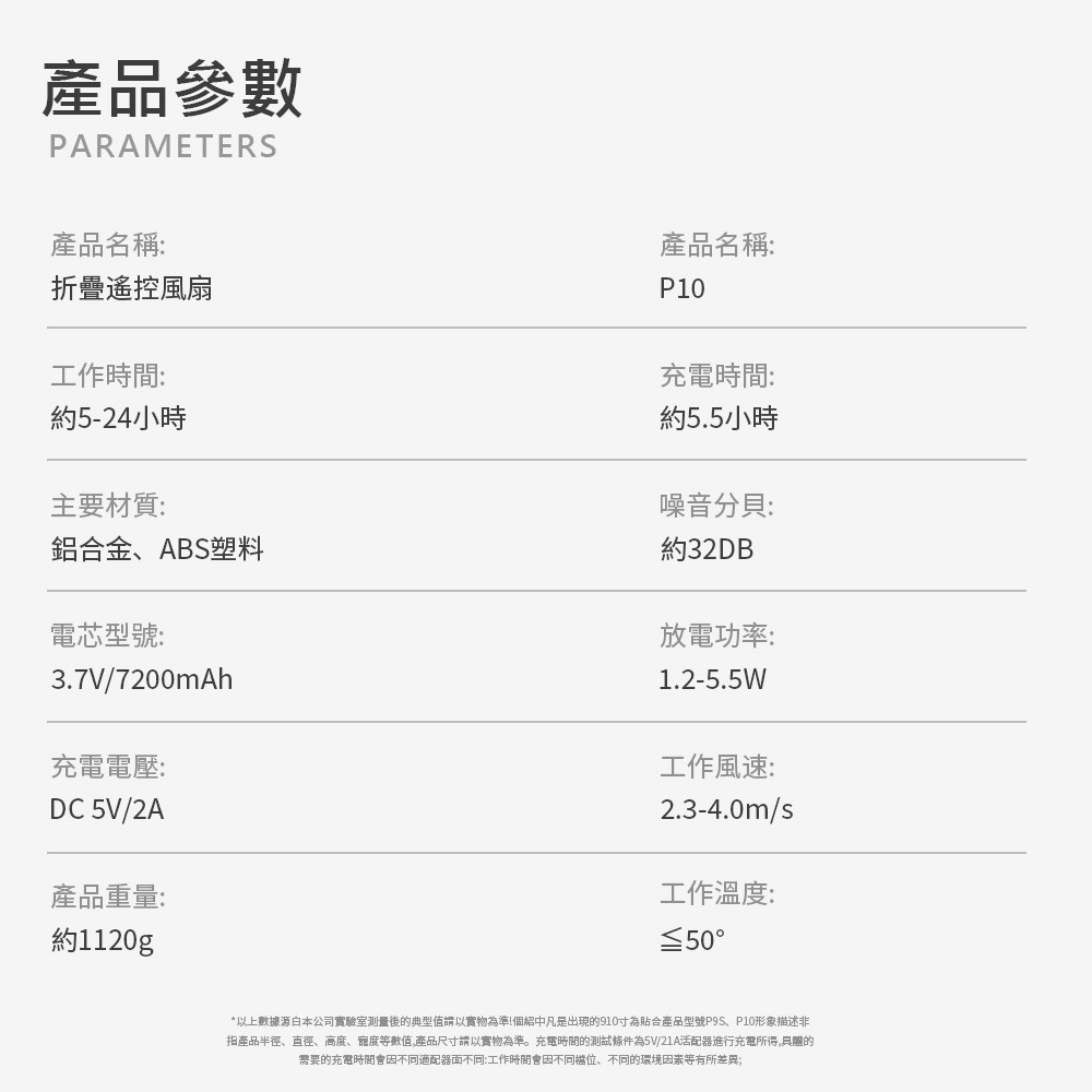 摺疊收納風扇P10 露營風扇 摺疊伸縮風扇 可攜式風扇-細節圖10