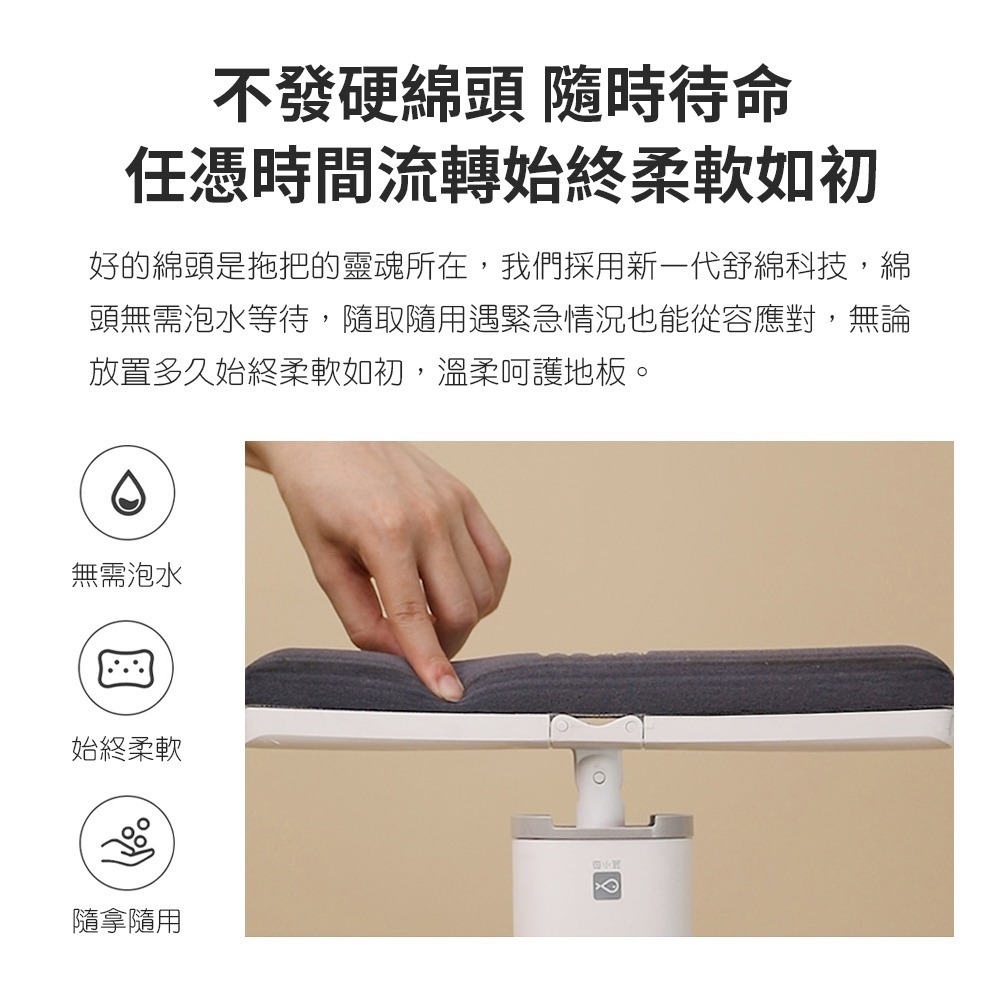 藍小魚四面擠水海綿拖把 伸縮拖把 乾濕兩用免手洗 不發硬海綿拖把 西水拖把 站立收納-細節圖3