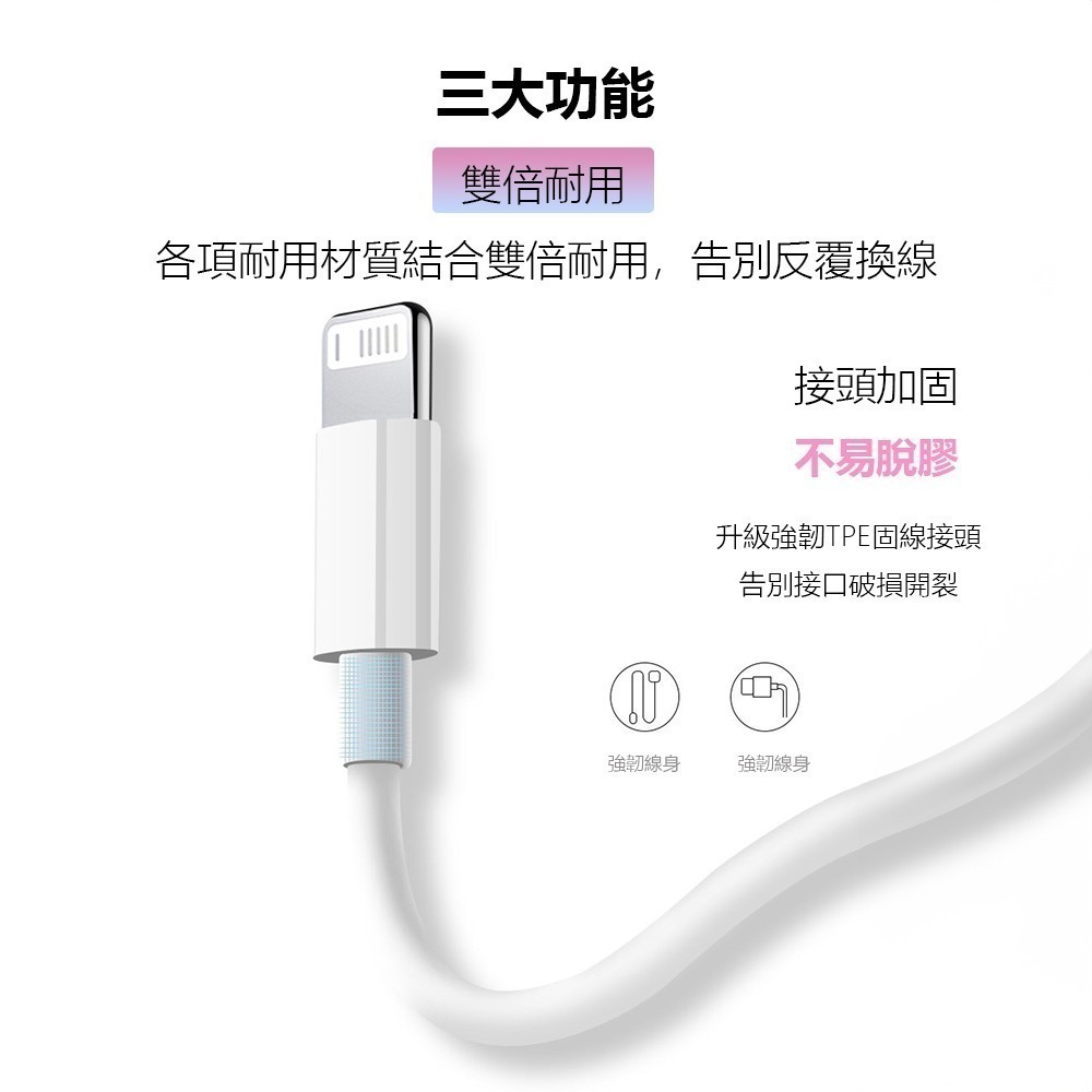 蘋果iPhone充電線 100公分 充電輸出二合一 蘋果充電線 iPhone iPad Airpods充電線-細節圖7