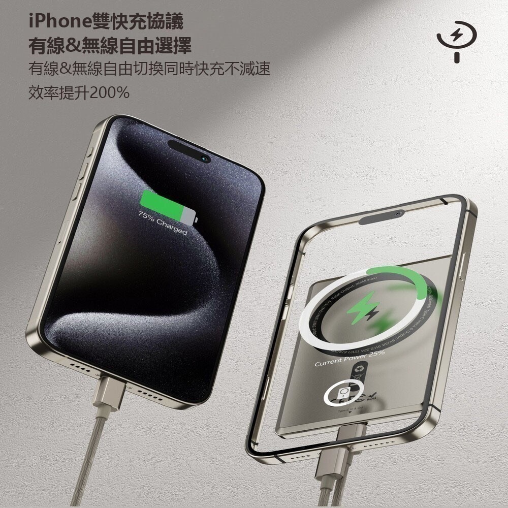 Magcharge magsafe磁吸行動電源 磁吸行動電源 磁吸無線充移動電源  magsafe 薄型行動電源-細節圖7